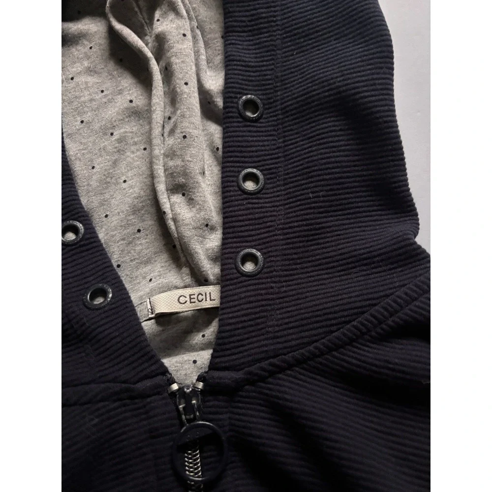 CECIL (German fashion brand) Hoodie zip open Navy‎ Blue color Long Sleeve
